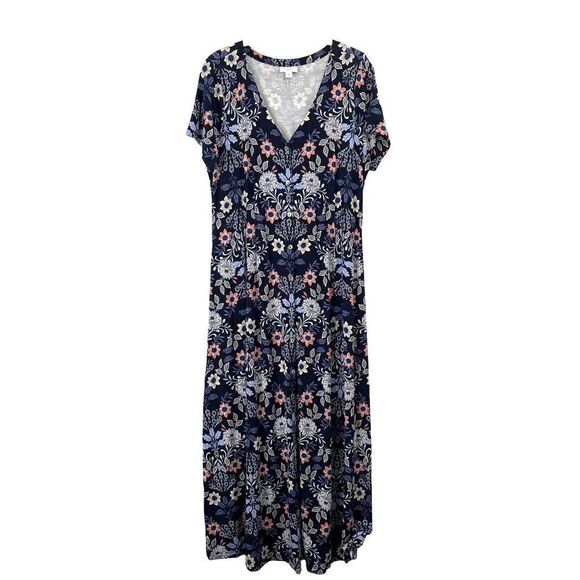 J. Jill‎ floral jersey button down maxi dress Sz M - Picture 1 of 7
